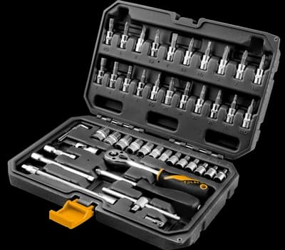 JUEGO DE 46 PZAS DADOS Y RATCHET DE 1/4″