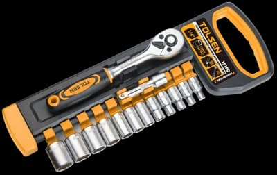 JUEGO 14 PZAS DADOS Y RATCHET DE 1/4″ 