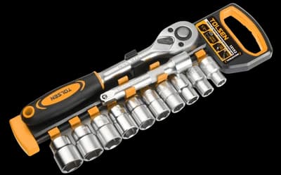 JUEGO 12 PZAS DADOS Y RATCHET DE 1/2″