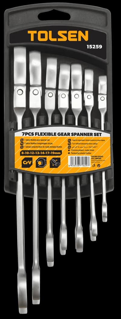 JUEGO DE LLAVES COMBINADAS / RATCHET CABEZA FLEXIBLE DE 7 PZAS (INDUSTRIAL)