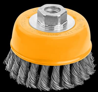 CEPILLO DE ALAMBRE CON COPA DE TUERCA ATORCHADO 3''/75MM