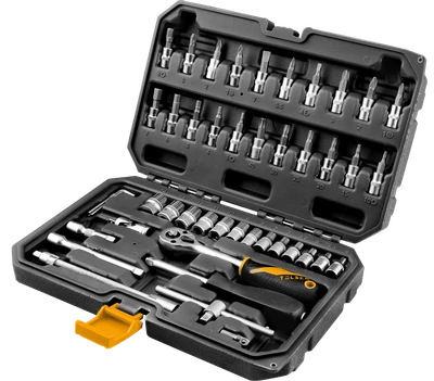 JUEGO DE 46 PZAS DADOS Y RATCHET DE 1/4″