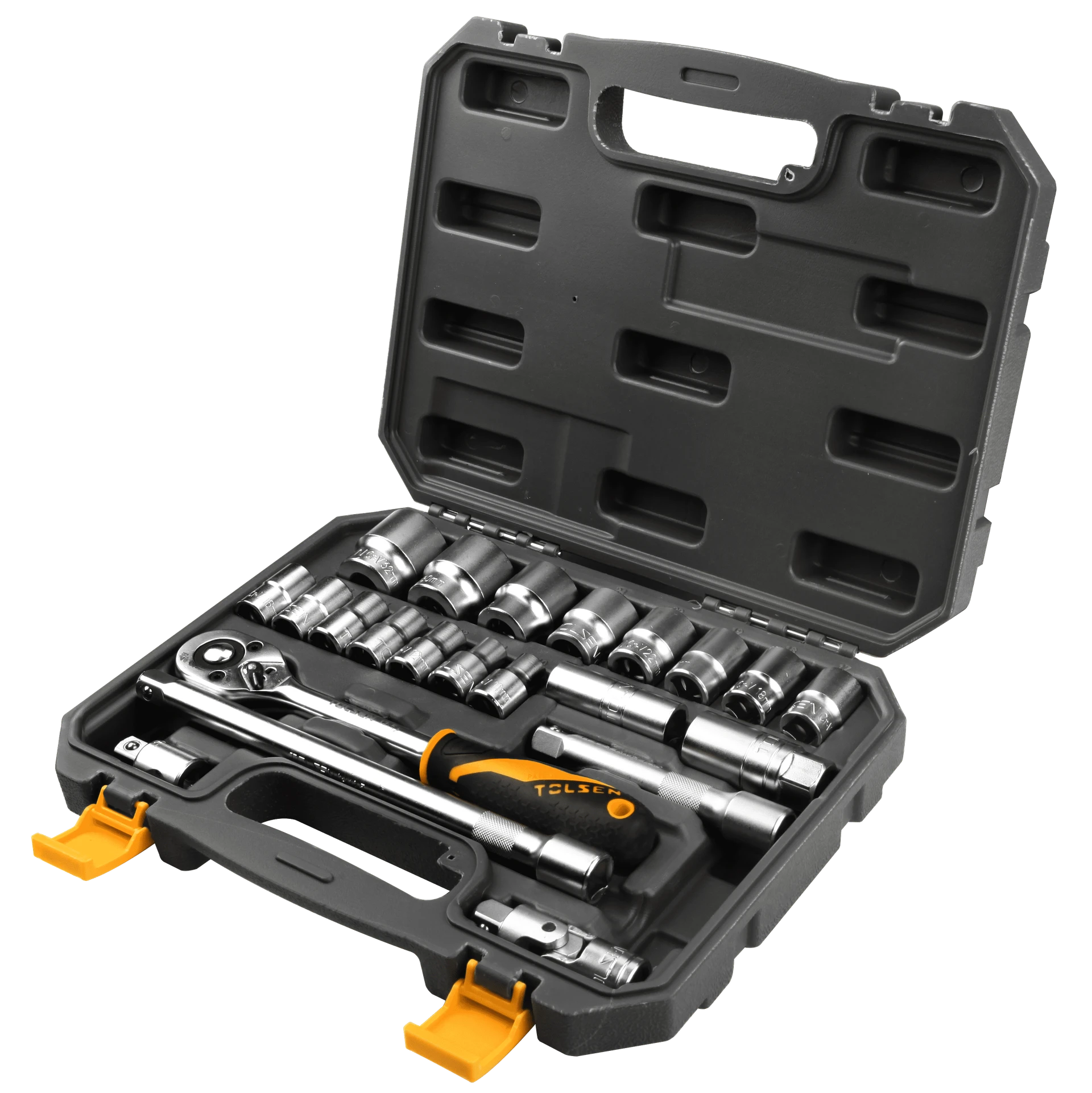 JUEGO 22 PZAS DADOS Y RATCHET DE 1/2″