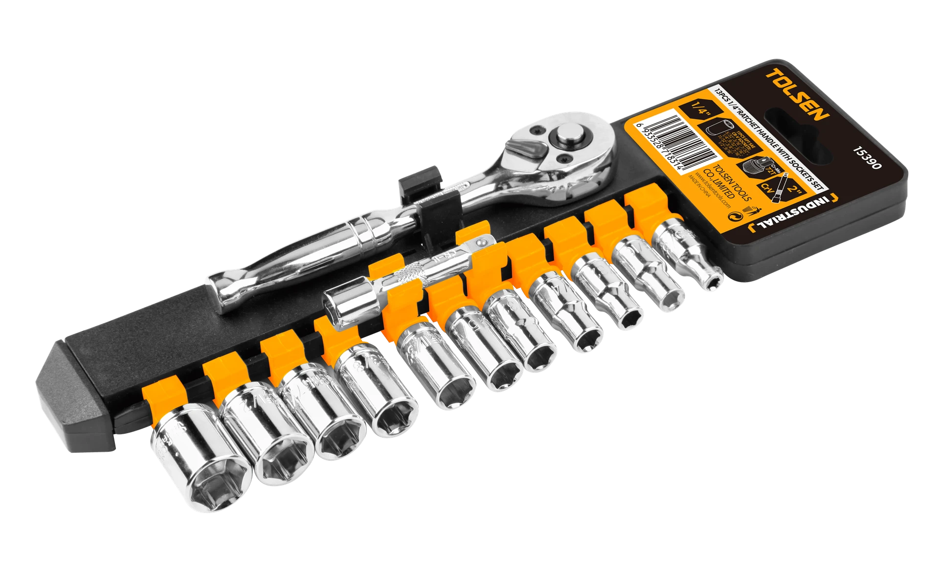 JUEGO DE DADOS Y RATCHET DE 13 PZAS DE 1/4"