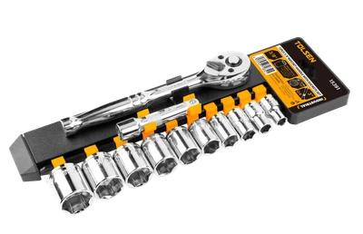 JUEGO DE DADOS Y RATCHET 12 PZAS 3/8″ (PULGADAS)