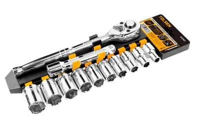 JUEGO DE DADOS Y RATCHET 12 PZAS DE 1/2"