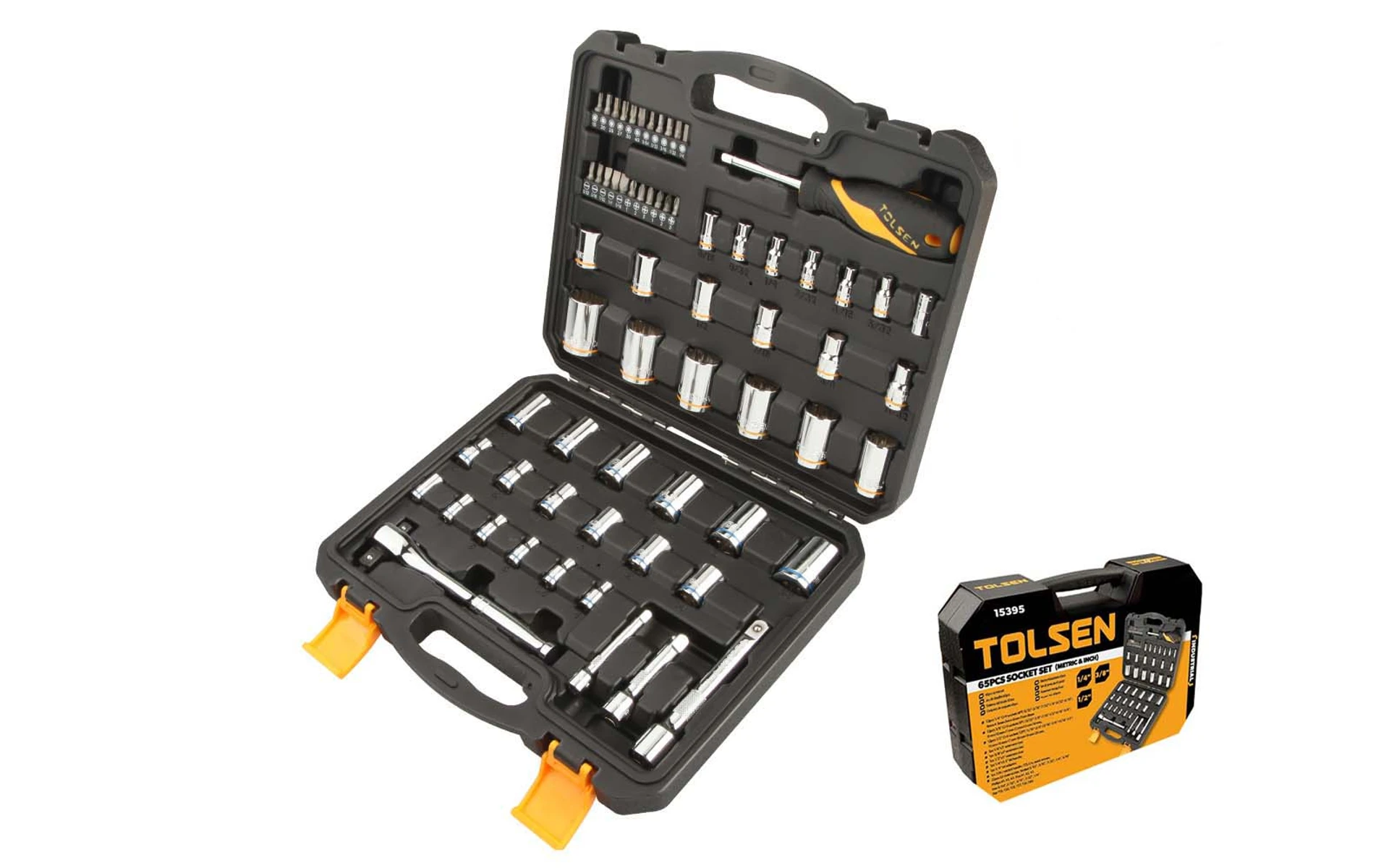 JUEGO DE DADOS Y ADAPTADOR 65 PIEZAS (MM, PULGADAS)