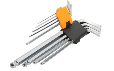 JUEGO DE LLAVES ALLEN BRAZO EXTRA LARGO DE PUNTA DE BOLA 9 PZAS